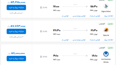قیمت بلیط هواپیما تهران-نجف، امروز ۱۳ تیر ۱۴۰۳