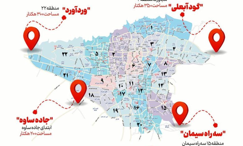 مکان‌های پیشنهادی آرامستان‌های جدید تهران