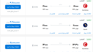 قیمت بلیط هواپیما تهران-نجف، امروز ۷ مرداد ۱۴۰۳