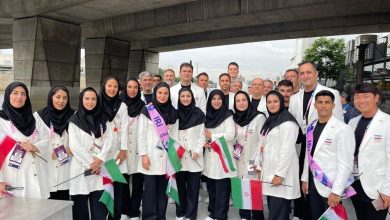 رژه کاروان ایران در افتتاحیه المپیک پاریس