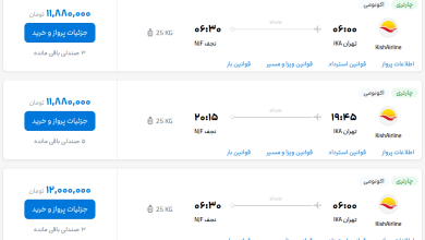 قیمت بلیط هواپیما تهران-نجف، امروز ۱۸ مرداد ۱۴۰۳