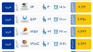 قیمت بلیط هواپیما تهران-نجف، امروز ۴ مهر ۱۴۰۳