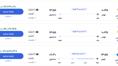 قیمت بلیط هواپیما تهران-استانبول، امروز ۲۲ آذر ۱۴۰۳