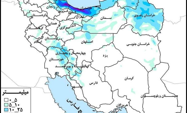 دریای خزر پرباران‌ترین حوضه‌ درجه ۱ کشور در هفته جاری - هشت صبح