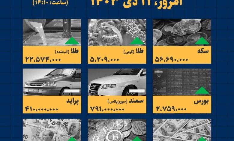 اینفوگرافیک / امروز ۱۱ دی قیمت‌ها چقدر است؟
