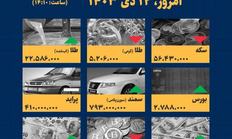 اینفوگرافیک / امروز ۱۲ دی قیمت‌ها چقدر است؟