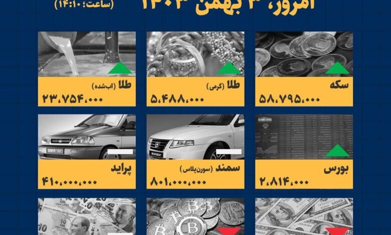 اینفوگرافیک / امروز ۳ بهمن قیمت‌ها چقدر است؟