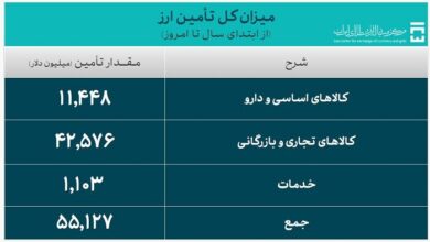 تأمین ۵۵ میلیارد دلار برای واردات و نیازهای خدماتی از ابتدای سال تا امروز