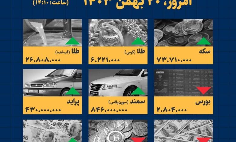 اینفوگرافیک / امروز ۲۰ بهمن قیمت‌ها چقدر است؟