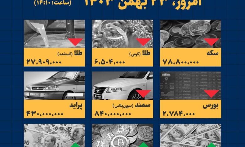 اینفوگرافیک / امروز ۲۳ بهمن قیمت‌ها چقدر است؟