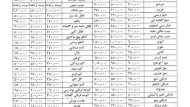 قیمت عمده میوه و صیفی‌جات اعلام شد+ جدول