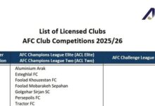 تأیید مجوز حرفه‌ای ۷ باشگاه ایرانی توسط AFC