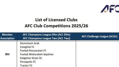تأیید مجوز حرفه‌ای ۷ باشگاه ایرانی توسط AFC