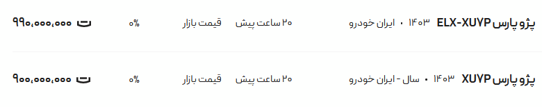 قیمت پژو پارس، امروز ۲ مرداد ۱۴۰۴