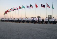 احترام نظامی به پرچم ایران در مراسم بازیهای آسیایی جوانان