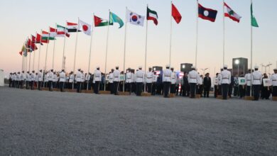 احترام نظامی به پرچم ایران در مراسم بازیهای آسیایی جوانان