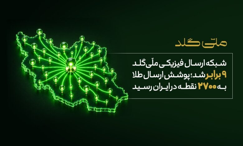 شبکه ارسال فیزیکی ملّی‌گلد ۹ برابر شد؛ پوشش ارسال طلا به ۲۷۰۰ نقطه در ایران رسید