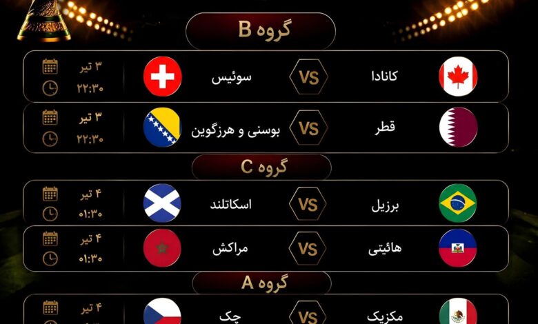 برنامه بازی‌های امشب جام جهانی۲۰۲۶/ شروع نیمار با برزیل