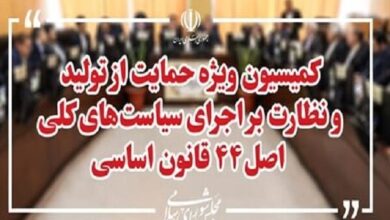 اعضای هیئت رئیسه کمیسیون ویژه حمایت از تولید مشخص شدند - هشت صبح