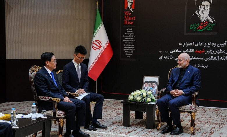 دیدار رئیس مجلس با هیئت عالی‌رتبه کنگره خلق چین - هشت صبح