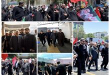 حضور محمد شریعتمداری، مدیرعامل گروه صنایع پتروشیمی خلیج فارس به همراه جمعی از معاونان و مدیران این شرکت در مراسم تشییع پیکر آقای شهید ایران و خدمت رسانی به زائران در موکب شهدای پتروشیمی خلیج فارس