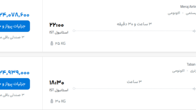قیمت پرواز تهران - استانبول، امروز سه‌شنبه ۲۷ مرداد ۱۴۰۵