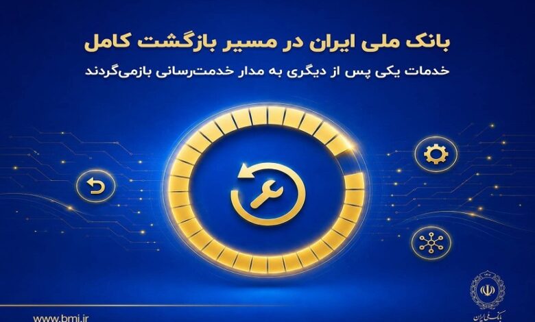 بانک ملی ایران در مسیر بازگشت کامل؛ خدمات یکی پس از دیگری به مدار خدمت‌رسانی بازمی‌گردند