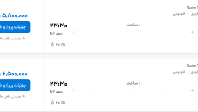 قیمت پرواز تهران - نجف، امروز دوشنبه ۲۶ مرداد ۱۴۰۵