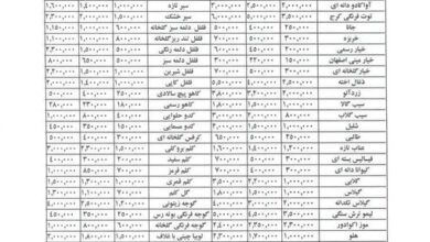 قیمت عمده میوه و سبزیجات هفته جاری اعلام شد+جدول