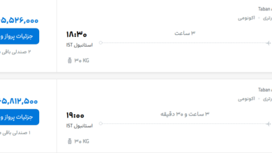 قیمت پرواز تهران - استانبول، امروز چهارشنبه ۴ شهریور ۱۴۰۵