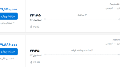 قیمت پرواز تهران - استانبول، امروز شنبه ۱۰ مرداد ۱۴۰۵