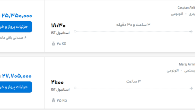 قیمت پرواز تهران - استانبول، امروز چهارشنبه ۱۸ شهریور ۱۴۰۵