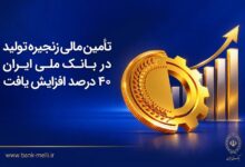 تأمین مالی زنجیره تولید در بانک ملی ایران ۴۰درصد افزایش یافت
