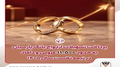 پرداخت تسهیلات ازدواج بانک پارسیان به حدود ۱۱ هزار و ۵۰۰ زوج - هشت صبح