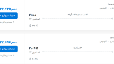 قیمت پرواز تهران - استانبول، امروز شنبه ۴ مهر ۱۴۰۵
