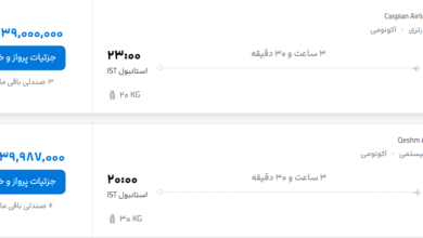 قیمت پرواز تهران - استانبول، امروز یکشنبه ۲۹ شهریور ۱۴۰۵
