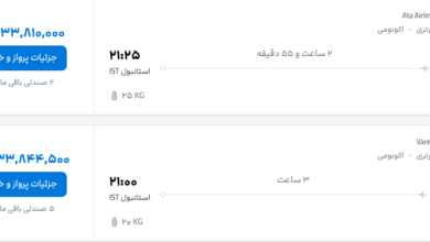 قیمت پرواز تهران - استانبول، امروز دوشنبه ۶ مهر ۱۴۰۵