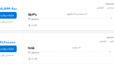 قیمت پرواز تهران - استانبول، امروز شنبه ۲۱ شهریور ۱۴۰۵