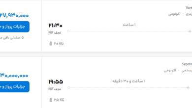 قیمت پرواز تهران - نجف، امروز سه‌شنبه ۵ آبان ۱۴۰۵
