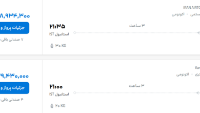 قیمت پرواز تهران - استانبول، امروز چهارشنبه ۱۵ مهر ۱۴۰۵