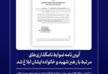 ابلاغ آیین‌نامه ضوابط نامگذاری‌های مرتبط با رهبر شهید و خانواده ایشان