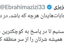 عزیزی خطاب به صهیونیست‌ها: با کوچک‌ترین خطا، شرتان را کم می‌کنیم