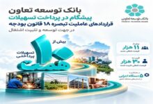 بانک توسعه تعاون پیشگام در پرداخت تسهیلات تبصره ۱۸ - هشت صبح
